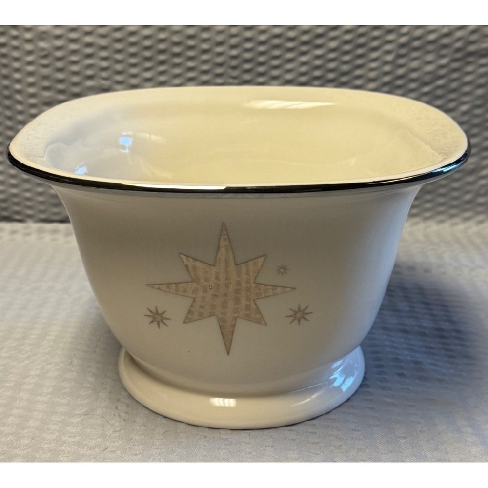 Bath & Body Works 1999 Holiday Edition Silver Star Large Bowl Pot Ceramic